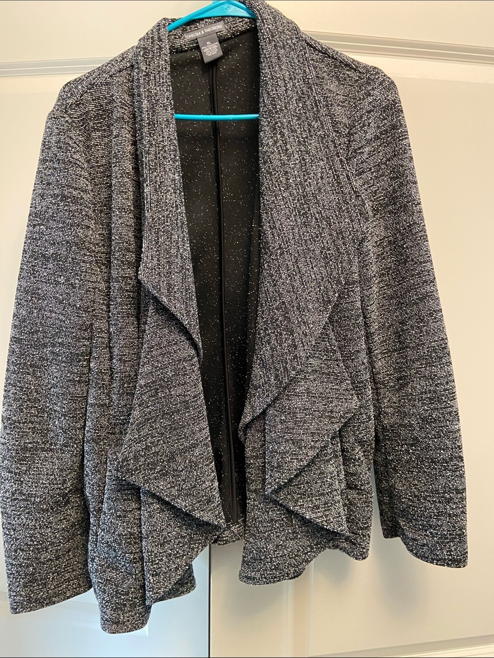 Chelsea & Theodore Charcoal Open-Front Draped Cardigan